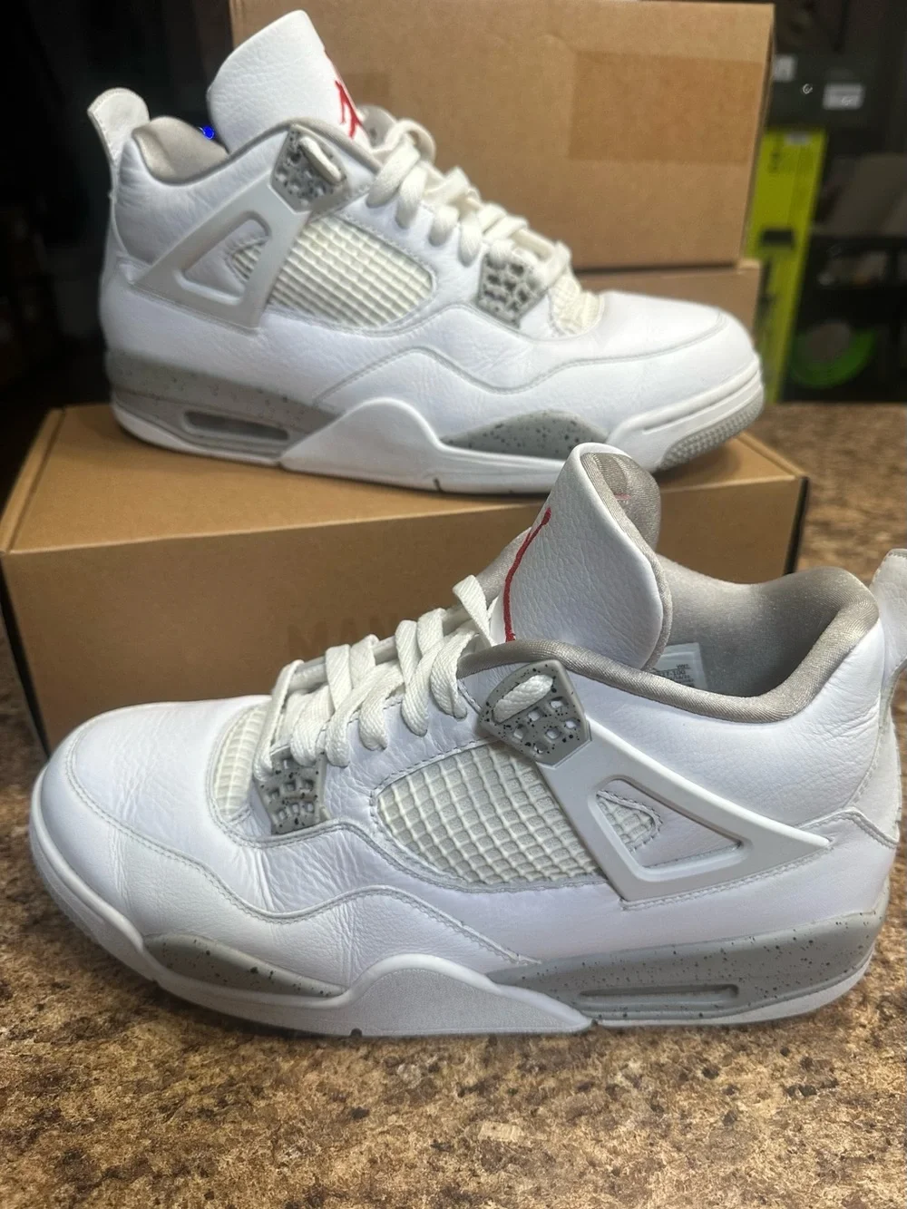 Jordan 4 Retro Mens White Oreo Shoes 10